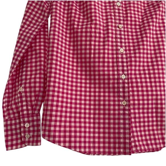 J. Crew The Perfect Shirt Red Gingham Cotton Long Sleeve Blouse Size 0 - Picture 2 of 6